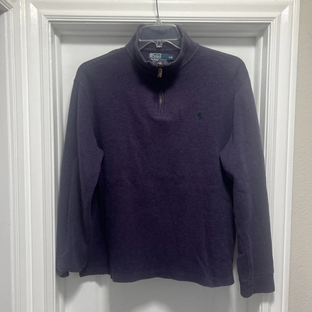 Polo Ralph Lauren Sweater Men's LARGE Purple‎ 1/4 Zip Pullover Pony Logo Vintage